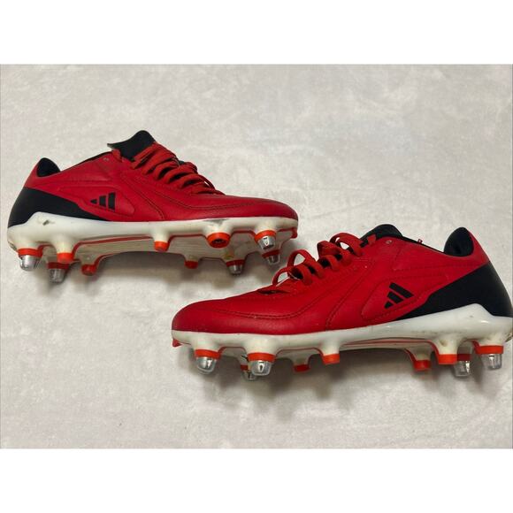 Adidas Adizero RS15 Size 4.5 Red Black Rugby Soccer Cleats Boots Ultimate SG - Picture 1 of 7